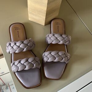 Criss Cross Slides Slip on Arch Support Sandals Memory Foam Flat Sandal size 9